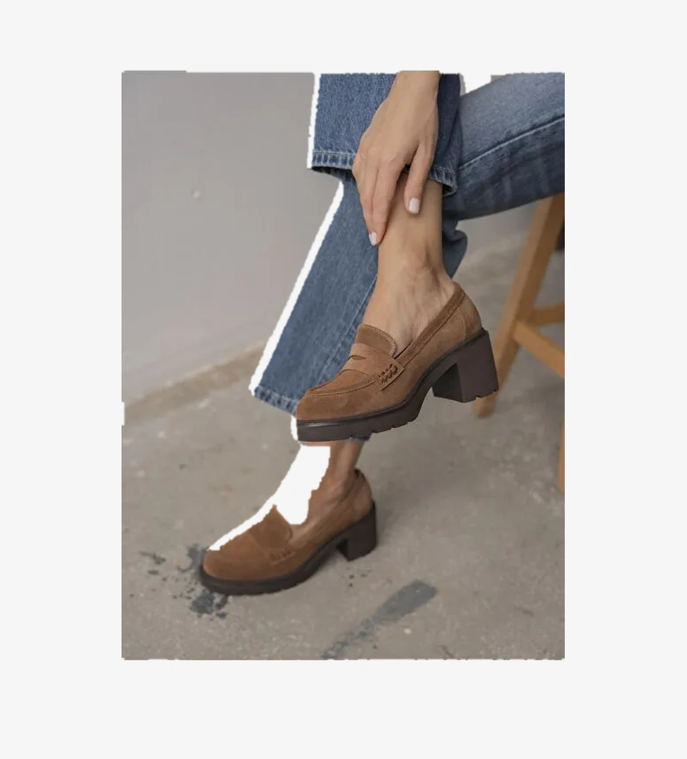 Caly Camel Süet Hakiki Deri Kadın MAKOSEN - Görsel 1