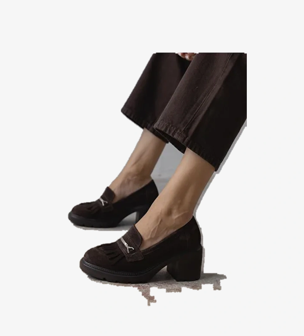 Epis Kahve Süet Hakiki Deri Kadın MAKOSEN - Görsel 1