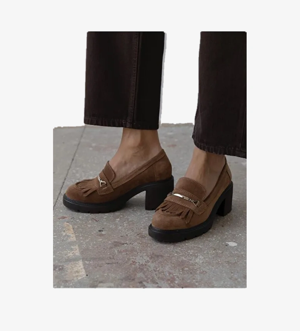 Epis Camel Süet Hakiki Deri Kadın MAKOSEN - Görsel 1