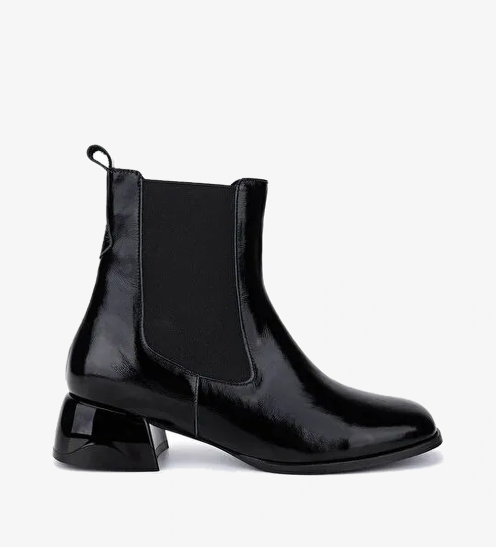 Tamer Tanca Kadın Hakiki Deri Siyah Rugan Topuklu Bot - Görsel 1