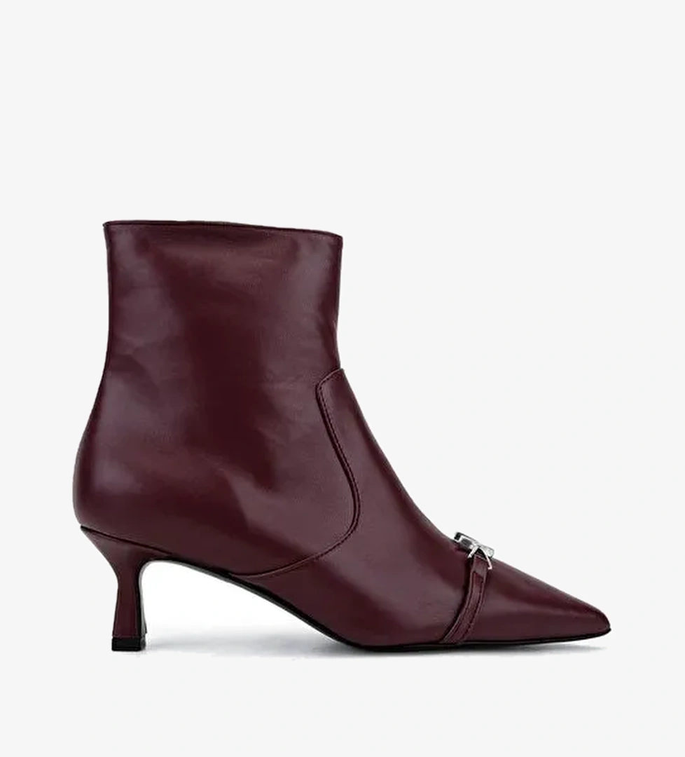 Mario Valentino Kadın Hakiki Deri Bordo Topuklu Bot - Görsel 1