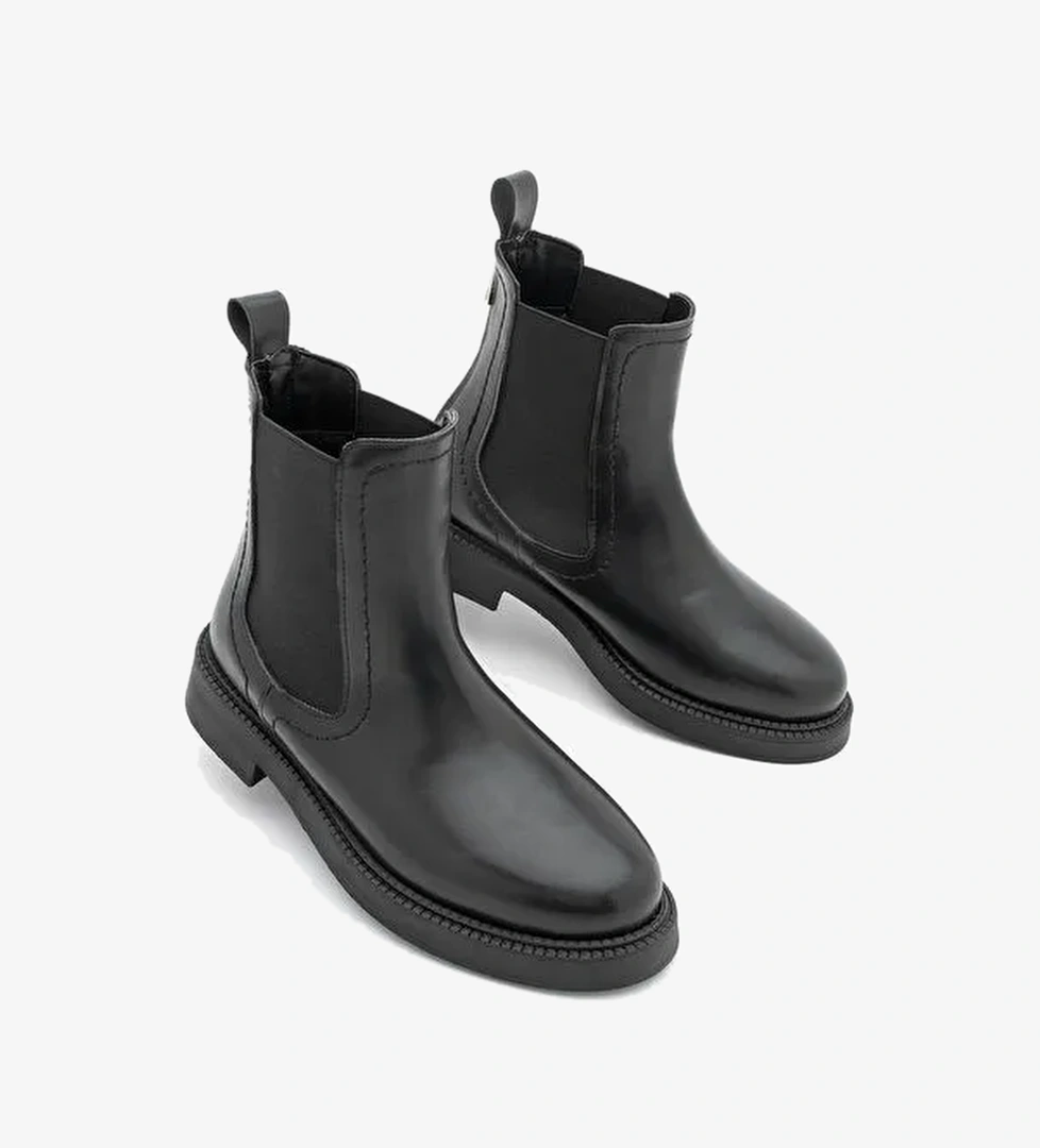 Kadın Lastikli Fermuar Aksesuarlı Günlük Bot Pinge Siyah - Görsel 1