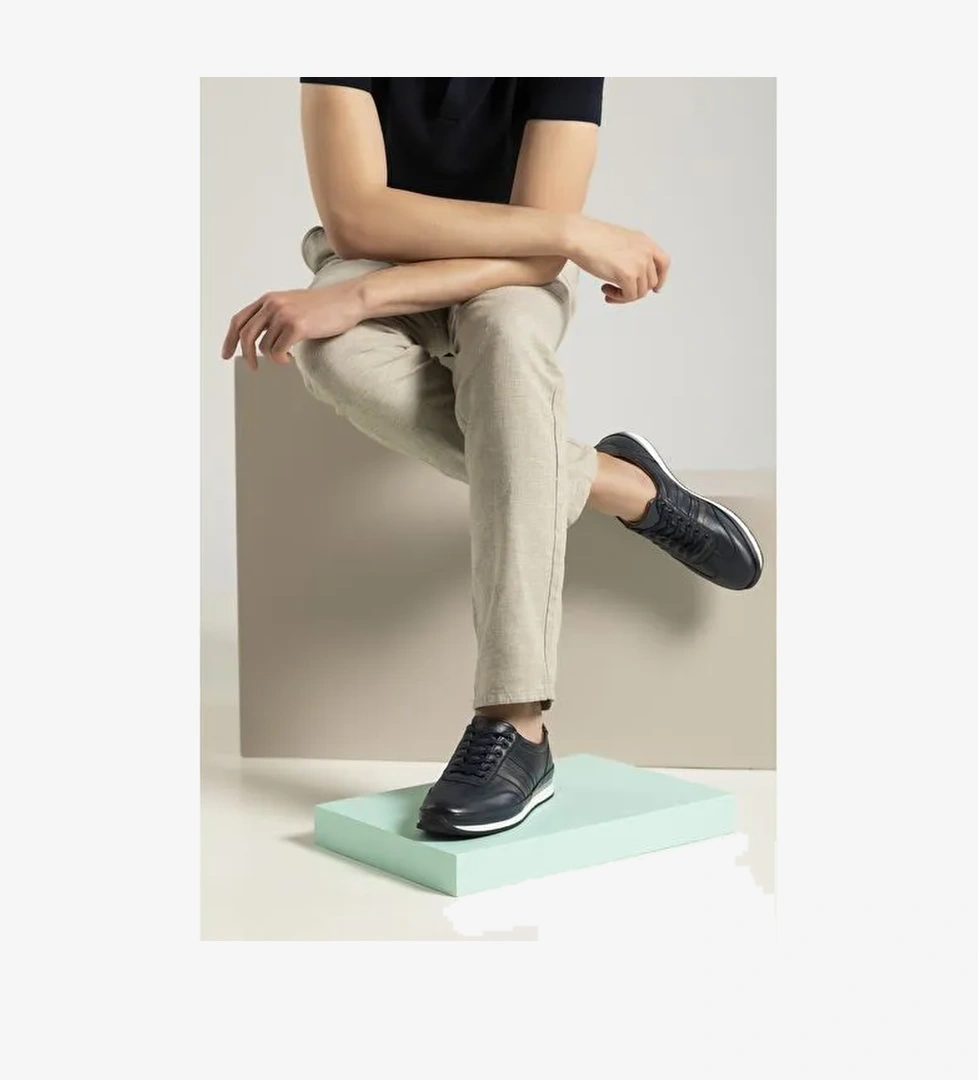 Ziya, Erkek Hakiki Deri Sneaker 1511002Z060 Lacivert - Görsel 1