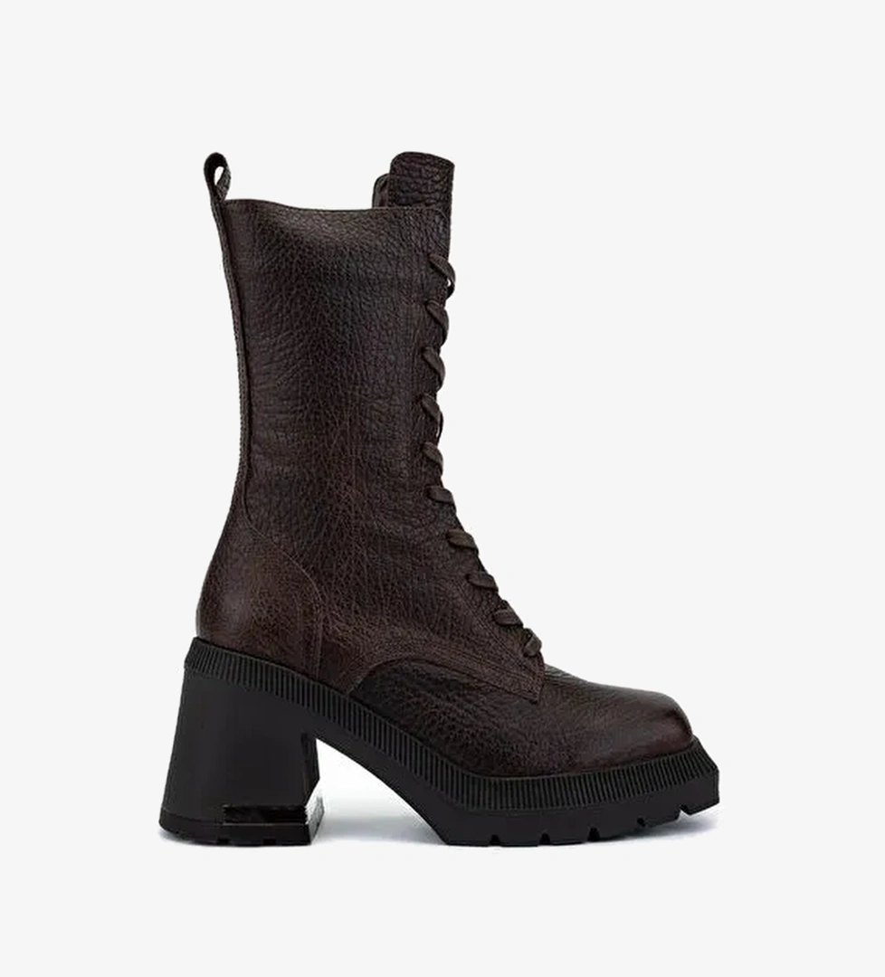 Valmenti Kadın Hakiki Deri Kahverengi Topuklu Bot - Görsel 1