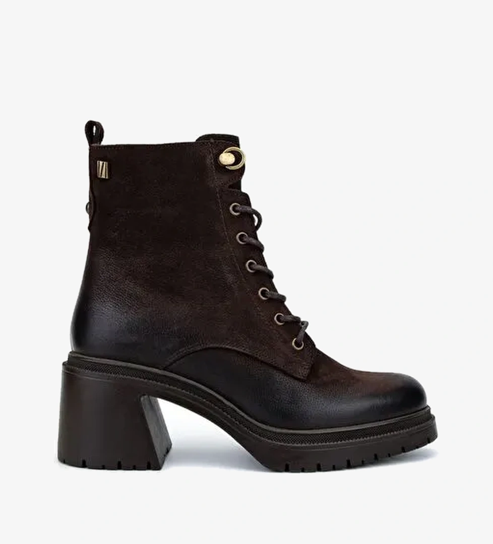 Valmenti Kadın Hakiki Deri Kahverengi Nubuk Topuklu Bot - Görsel 1