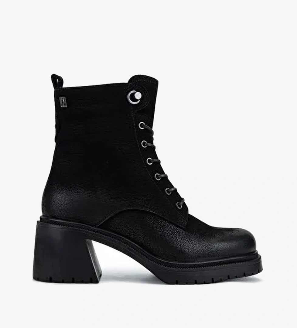 Valmenti Kadın Hakiki Deri Siyah Nubuk Topuklu Bot - Görsel 1