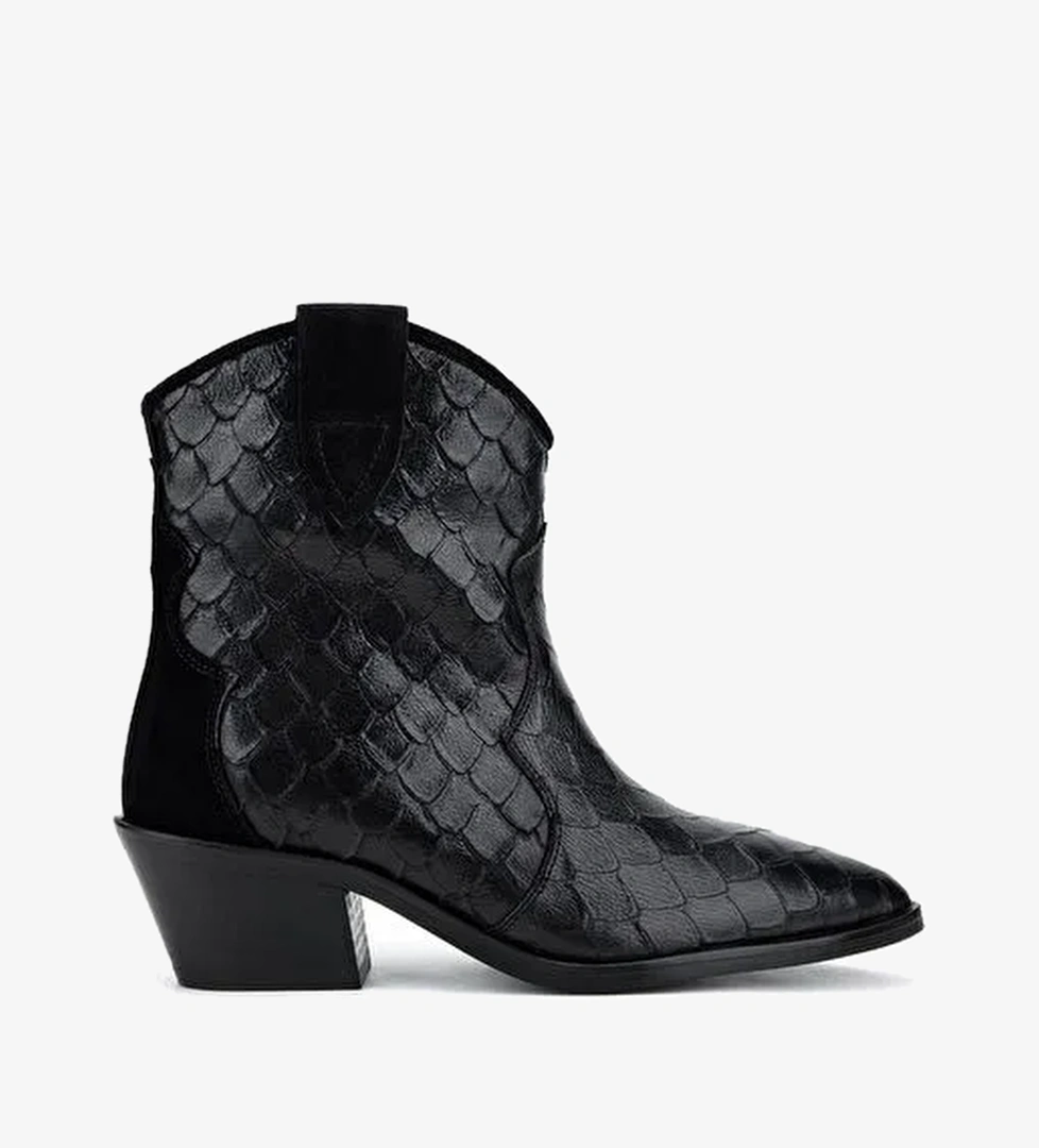 Valmenti Kadın Hakiki Deri Siyah Topuklu Bot - Görsel 1
