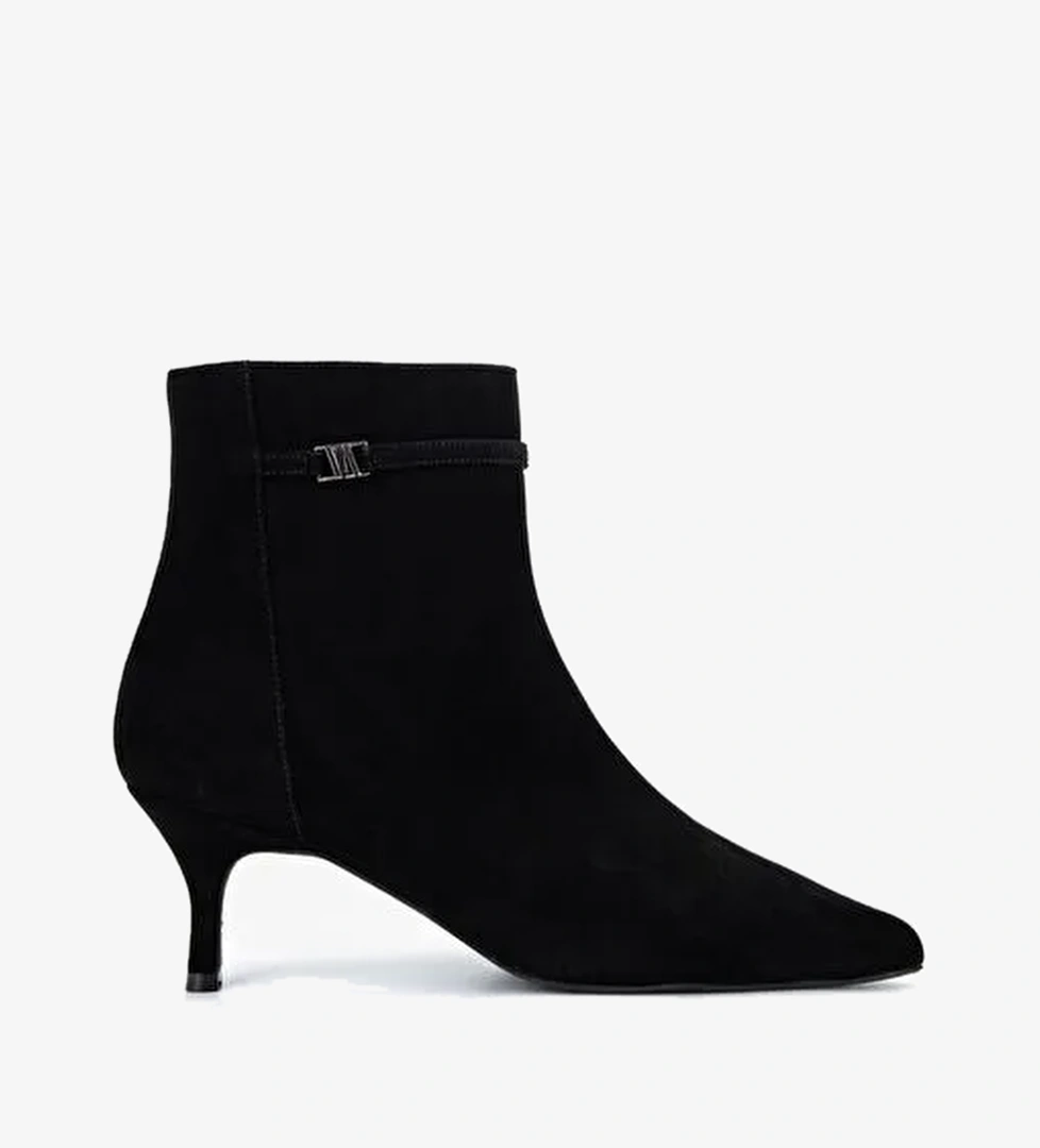 Valmenti Kadın Hakiki Deri Siyah Süet Topuklu Bot - Görsel 1