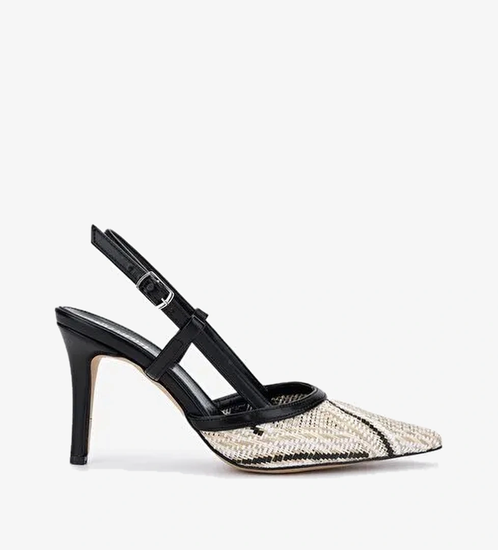 Valmenti Kadın Deri & Tekstil Siyah Slingback Ayakkabı - Görsel 1
