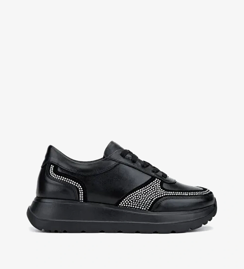 Valmenti Kadın Hakiki Deri Siyah Sneakers & Spor Ayakkabı - Görsel 1