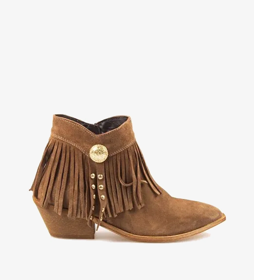 Kemal Tanca Hakiki Deri Süet Kadın Western Bot 26-102760K - Görsel 1