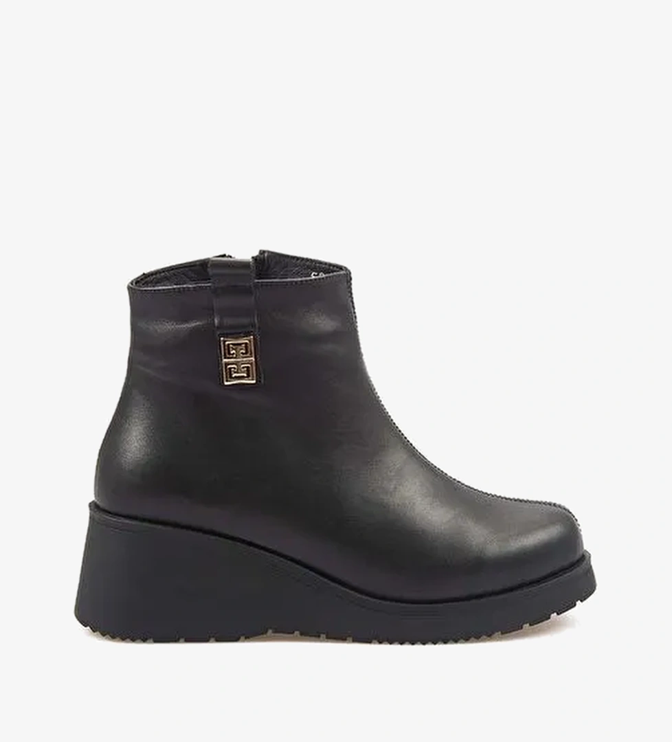 Kemal Tanca Hakiki Deri Kadın Dolgu Topuk Bot 601377 - Görsel 1