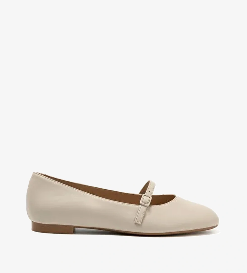 Kadın Babet 70P5 Frau Leather Ballet Flats With Strap - Görsel 1