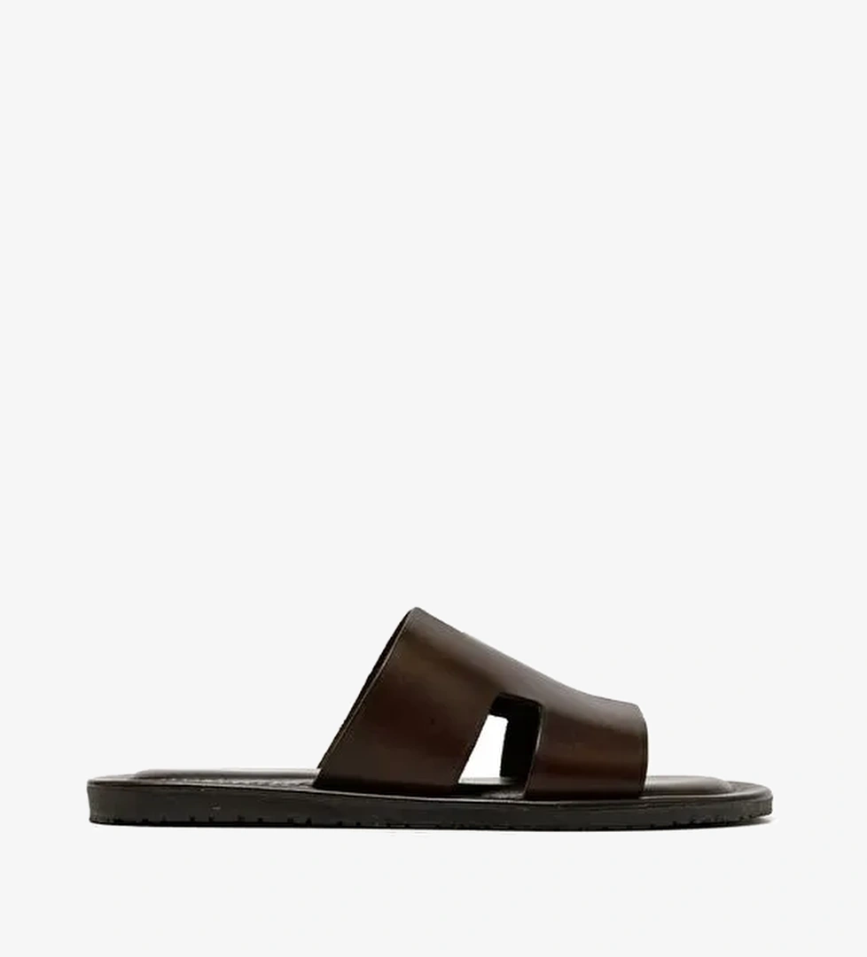 Erkek Terlik M7805 The Sandals Factory LEATHER UPPER Dark Brown - Görsel 1