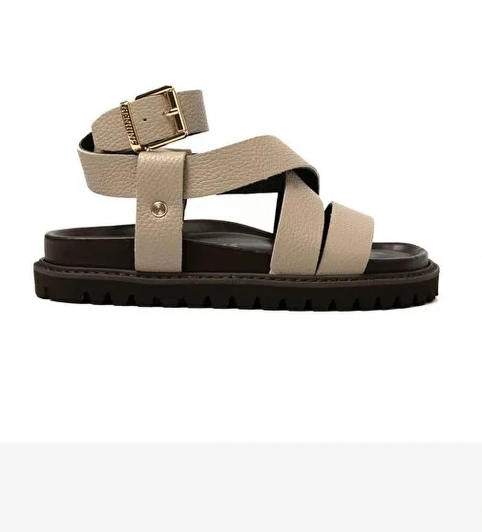 Kadın Terlik ZAHA EMBOSSED G106324 Genuins LeatherTaupe - Görsel 1