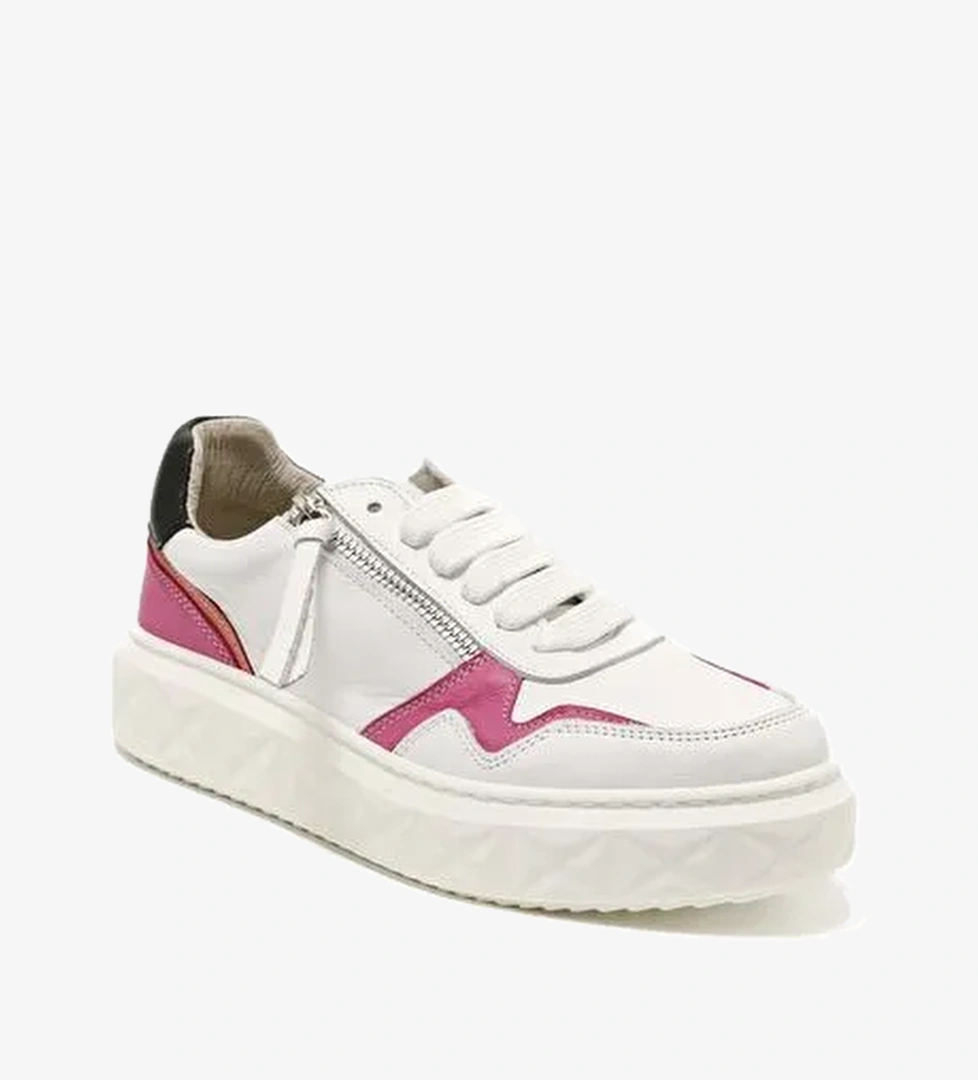 Kadın Sneaker ( Günlük) MAR-25Y-209-8856 John May Beyaz Cilt-Gümüş - Görsel 1