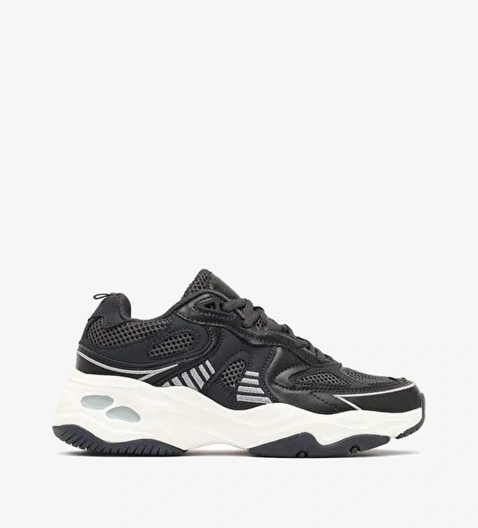 Kadın Gri Bağcıklı Kalın Tabanlı Sneaker 25AFD494214 - Görsel 1