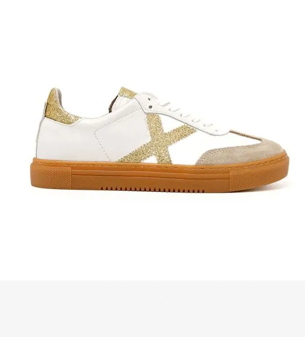 Kadın Sneaker ( Günlük) MAR-25Y-192-3030 John May Bej Süet-Beyaz Cilt-Gold Sim - Görsel 1