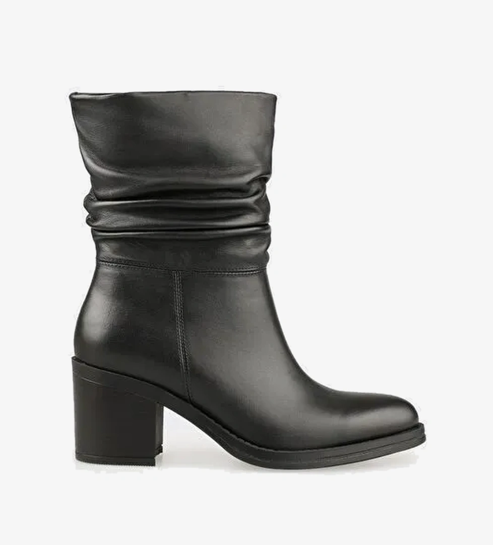 Siyah Deri Kadın Günlük Bot - Görsel 1