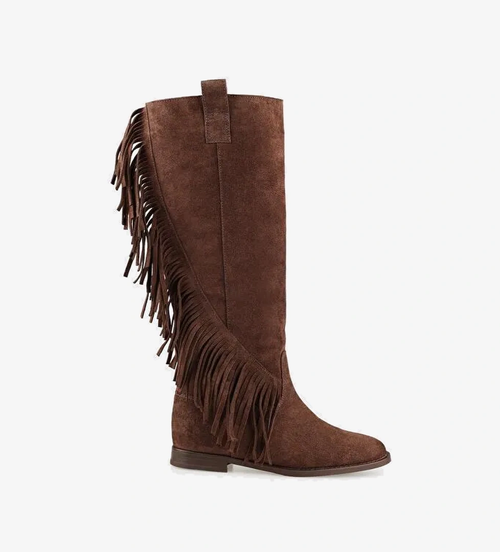 Kahve Deri Kadın Çizme - Görsel 1