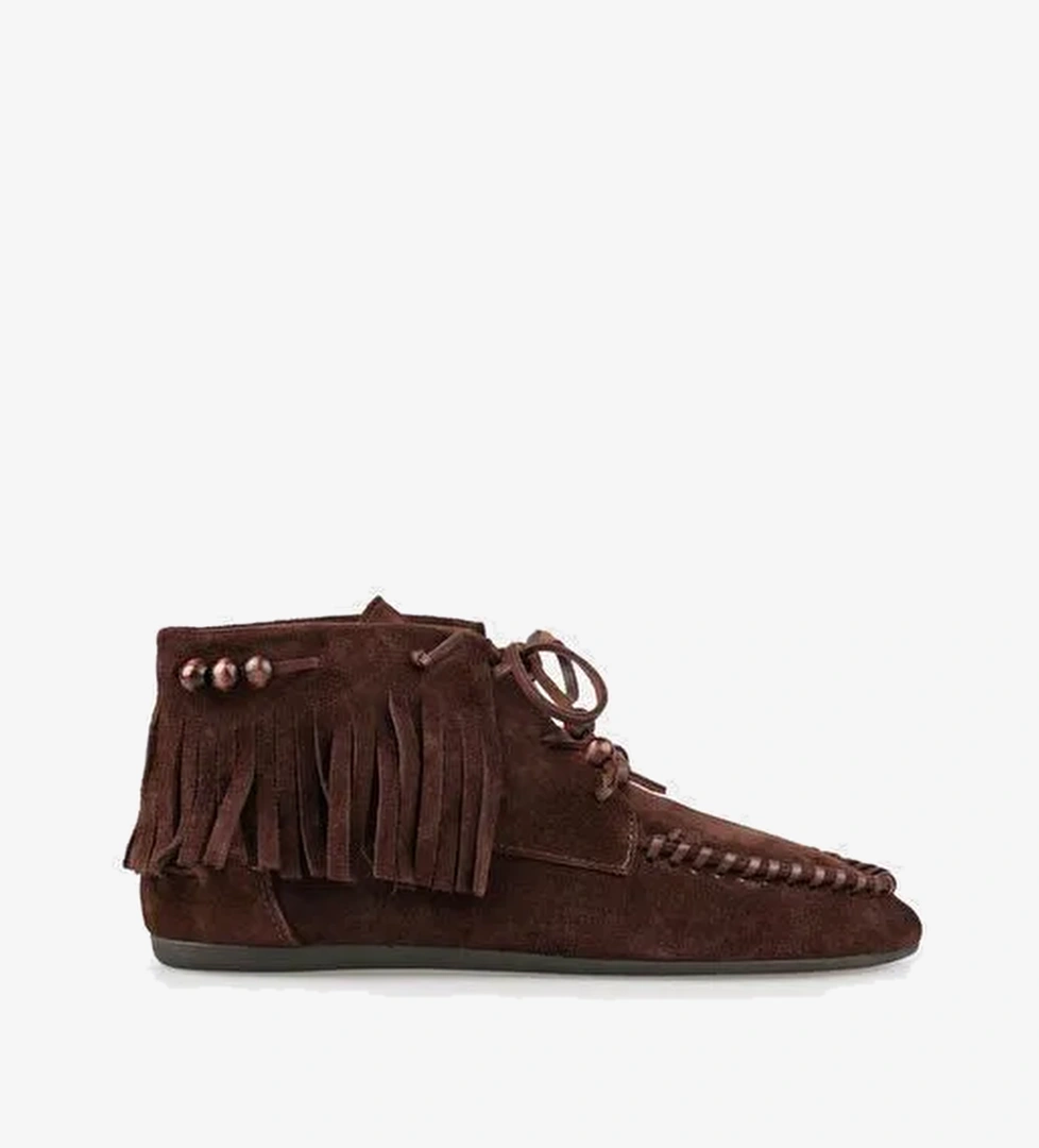 Kahve Deri Kadın Spor Bot - Görsel 1