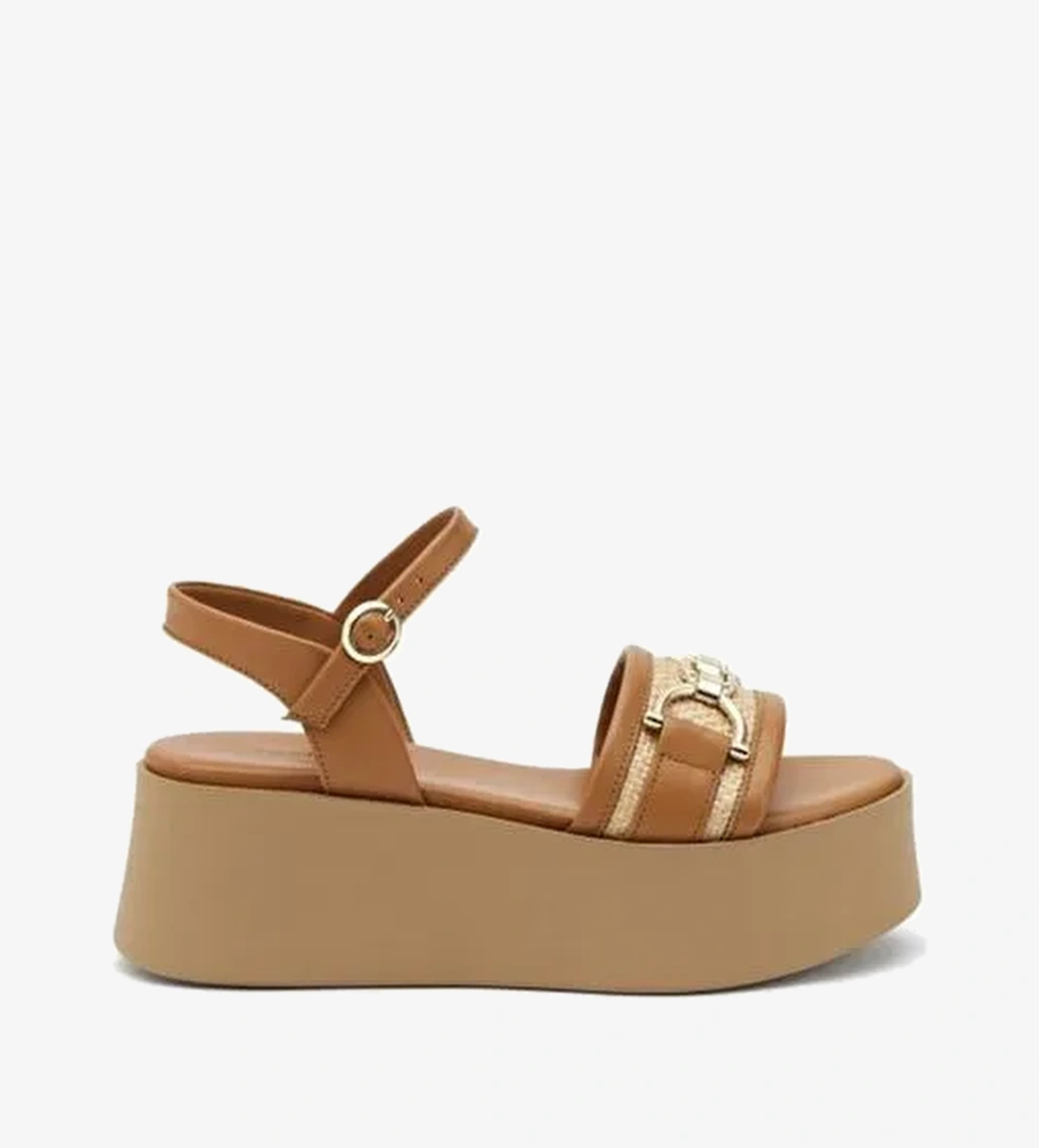 Kadın Sandalet 88I5 Frau RAFIA Leather CAMELwood - Görsel 1