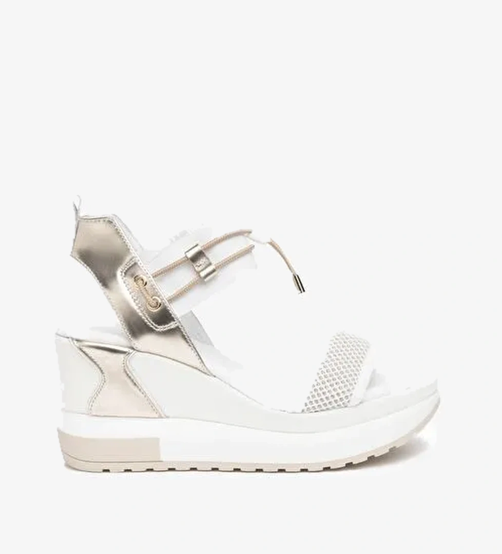 Kadın Sandalet E219045D NeroGiardini T.AT1610 BIANCO 145 T.BRILL PLATINO 6074 ELASTICO BIANCO TI - Görsel 1