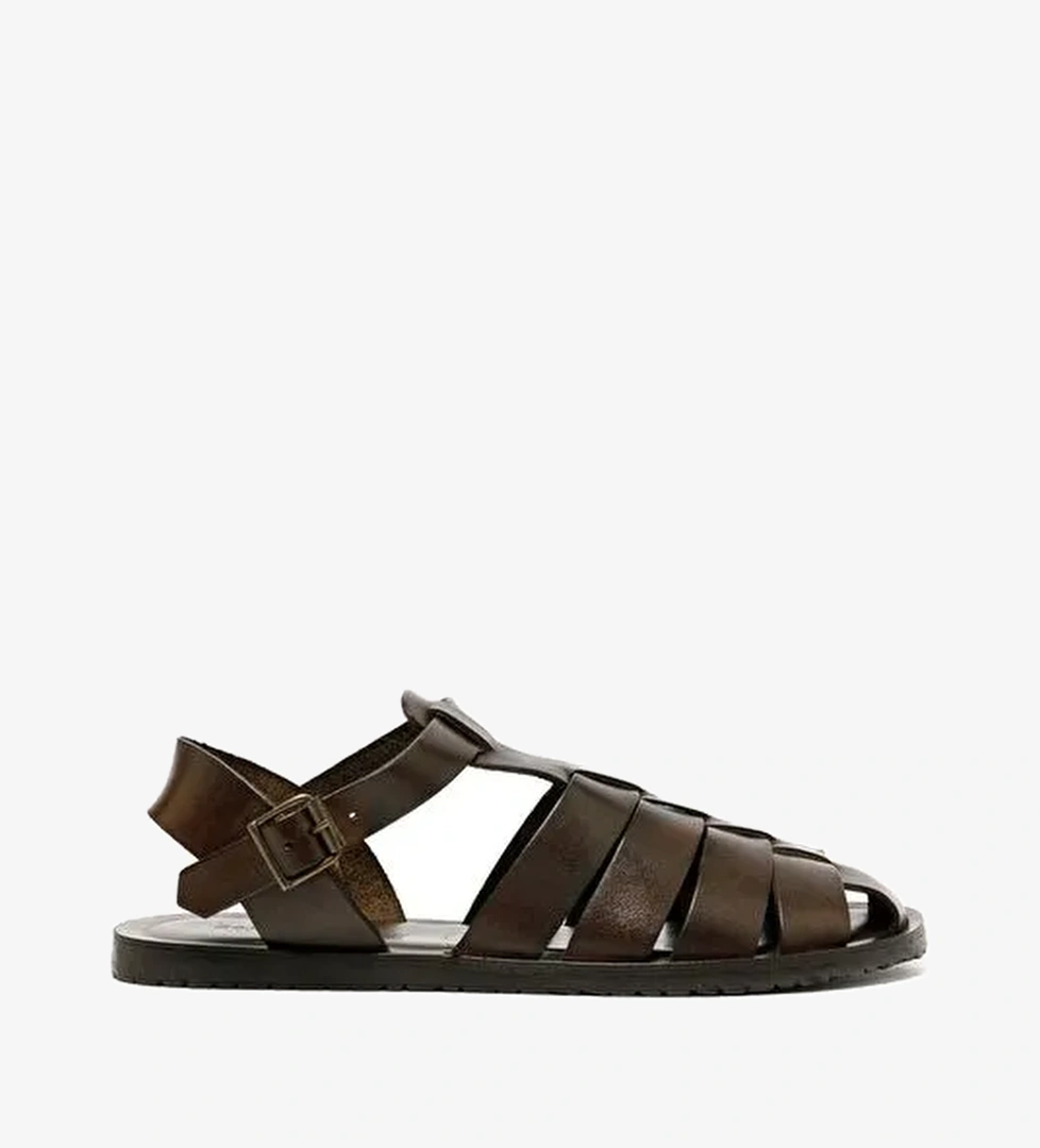 Erkek Sandalet M7533 The Sandals Factory LEATHER UPPER Dark Brown - Görsel 1