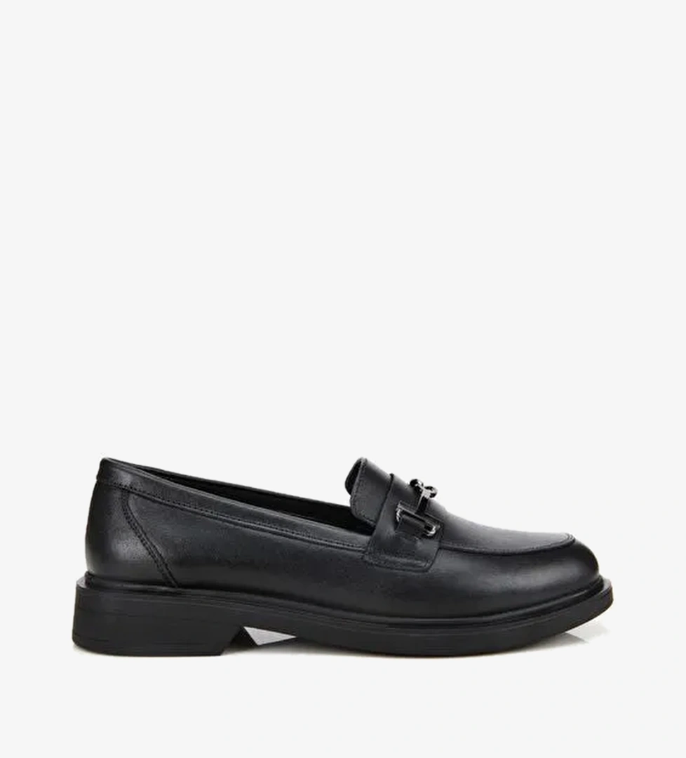 Kadın Deri Siyah Tokalı Klasik Loafer 01AYH314390A100 - Görsel 1