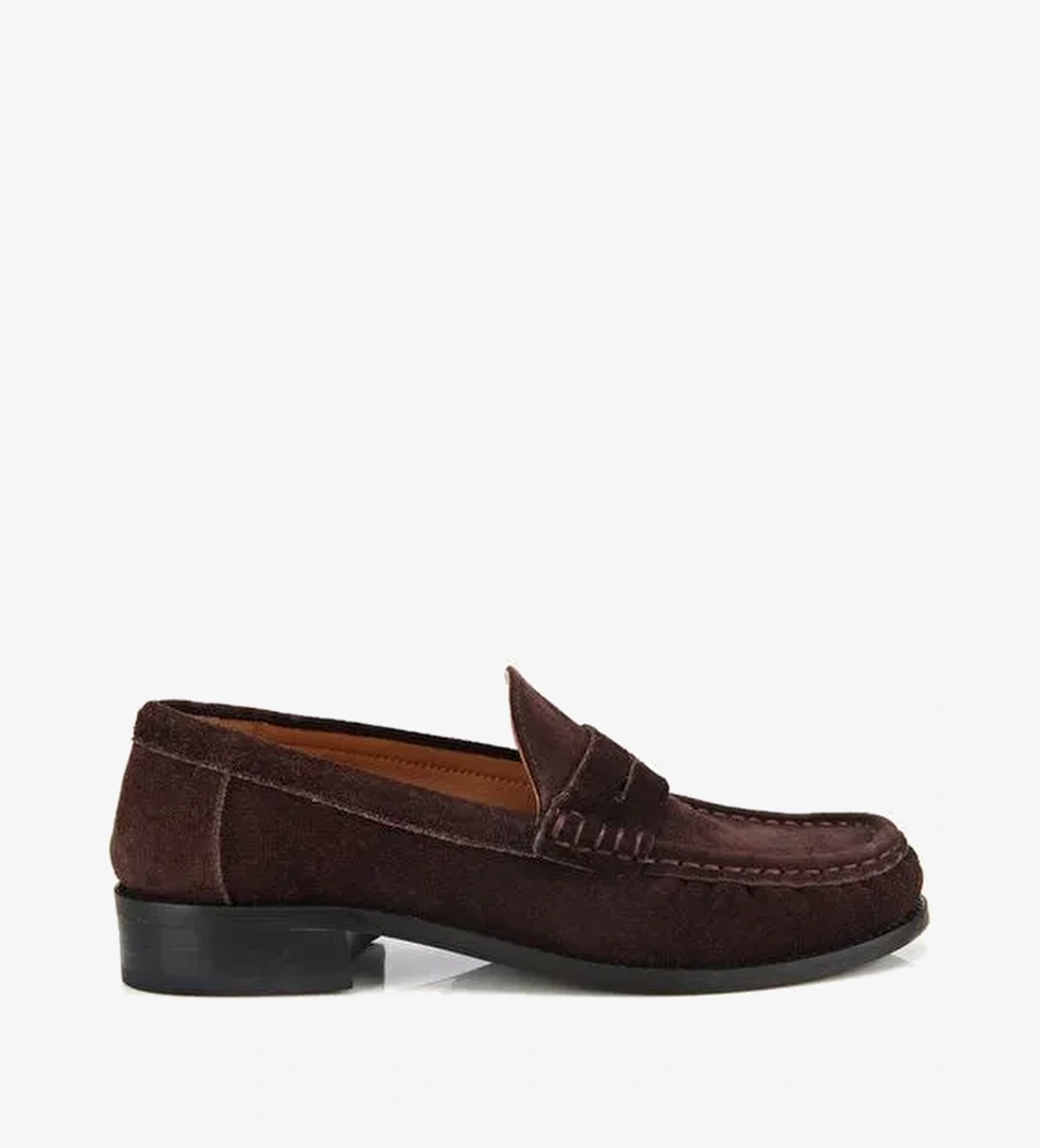 Kadın Süet Deri Kahverengi Yumuşak Dokulu Klasik Loafer 01AYH311580A480 - Görsel 1