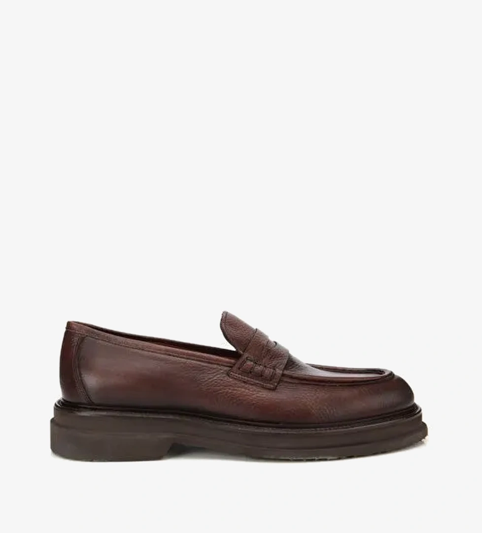 Erkek Deri Kahverengi Yumuşak Dokulu Kalın Tabanlı Klasik Loafer 02AYH312160A480 - Görsel 1