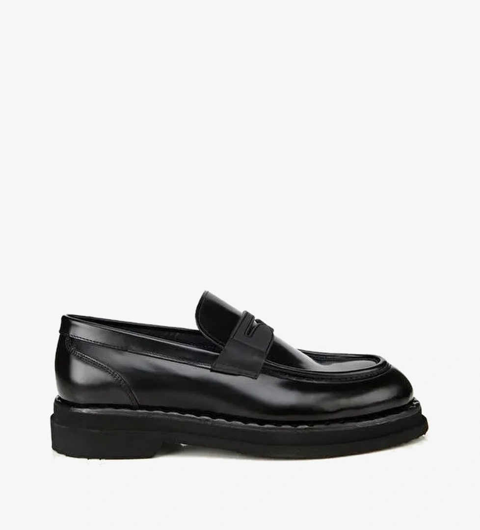 Erkek Açma Deri Siyah Kalın Tabanlı Klasik Loafer 02AYH313900A100 - Görsel 1