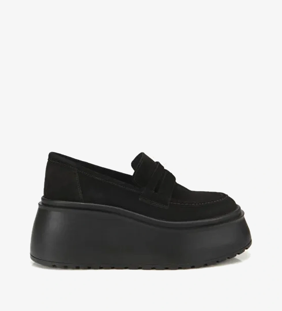 Kadın Süet Deri Siyah Dolgu Topuklu Günlük Loafer 01AYH315720A100 - Görsel 1