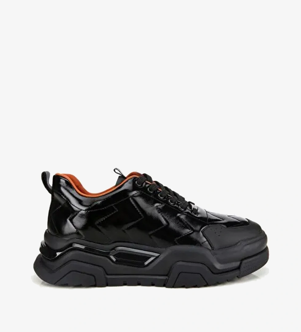 Erkek Deri Rugan Siyah Yüksek Tabanlı Spor Ayakkabı 02AYH311350A100 - Görsel 1