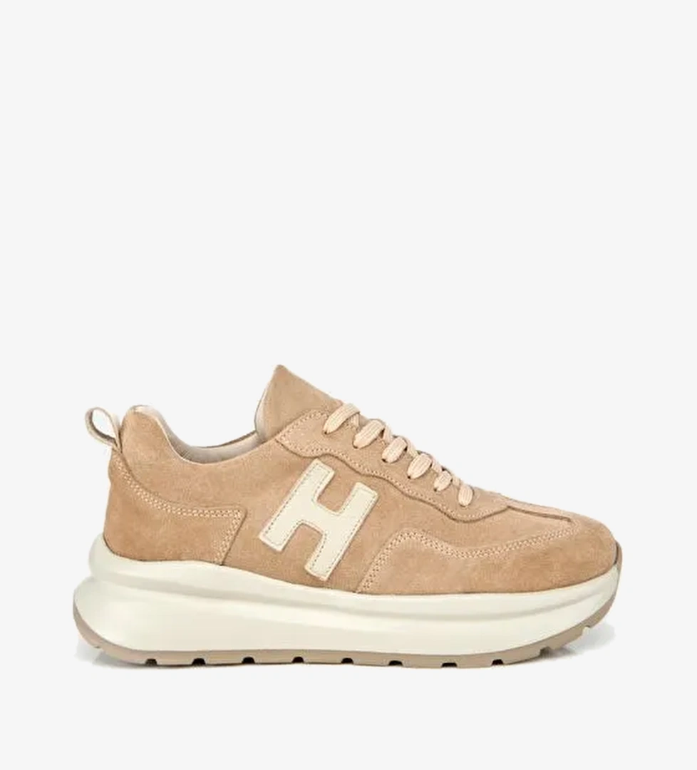 Kadın Süet Deri Bej Kalın Tabanlı Comfort Spor Ayakkabı 01AYH315710A310 - Görsel 1