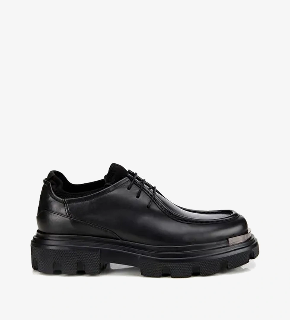 Erkek Deri Siyah Yüksek Tabanlı Günlük Ayakkabı 02AYH311370A100 - Görsel 1