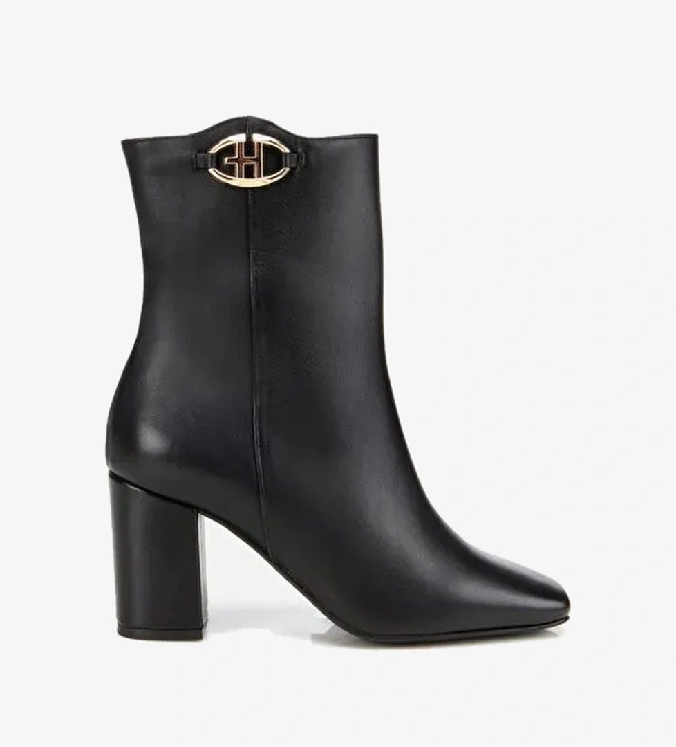 Kadın Deri Siyah Kare Uçlu Bilekte Topuklu Bot 01BOH312620A100 - Görsel 1