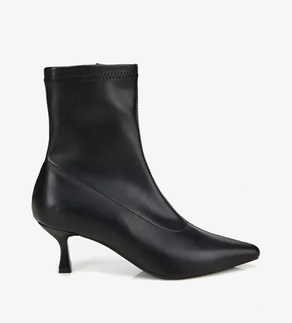 Kadın Siyah Streç Fermuarlı Bilekte Kısa Topuklu Bot 01BOH314990A100 - Görsel 1