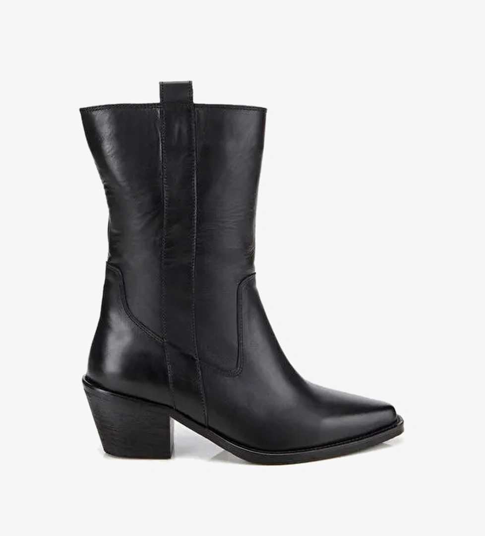 Kadın Deri Siyah Western Topuklu Bot 01BOH313140A100 - Görsel 1
