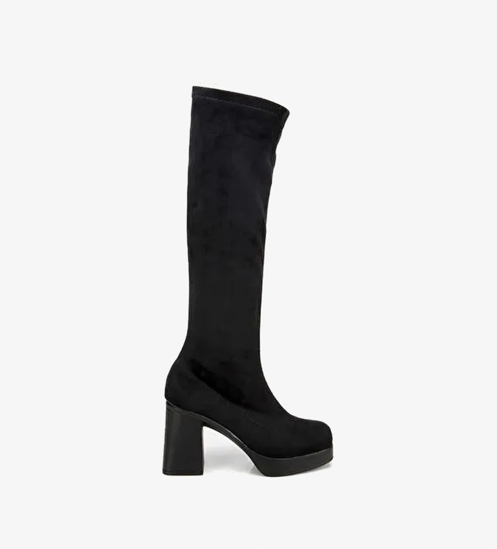 Kadın Siyah Streç Kalın Tabanlı Yüksek Topuklu Çizme 01CIH315190A100 - Görsel 1