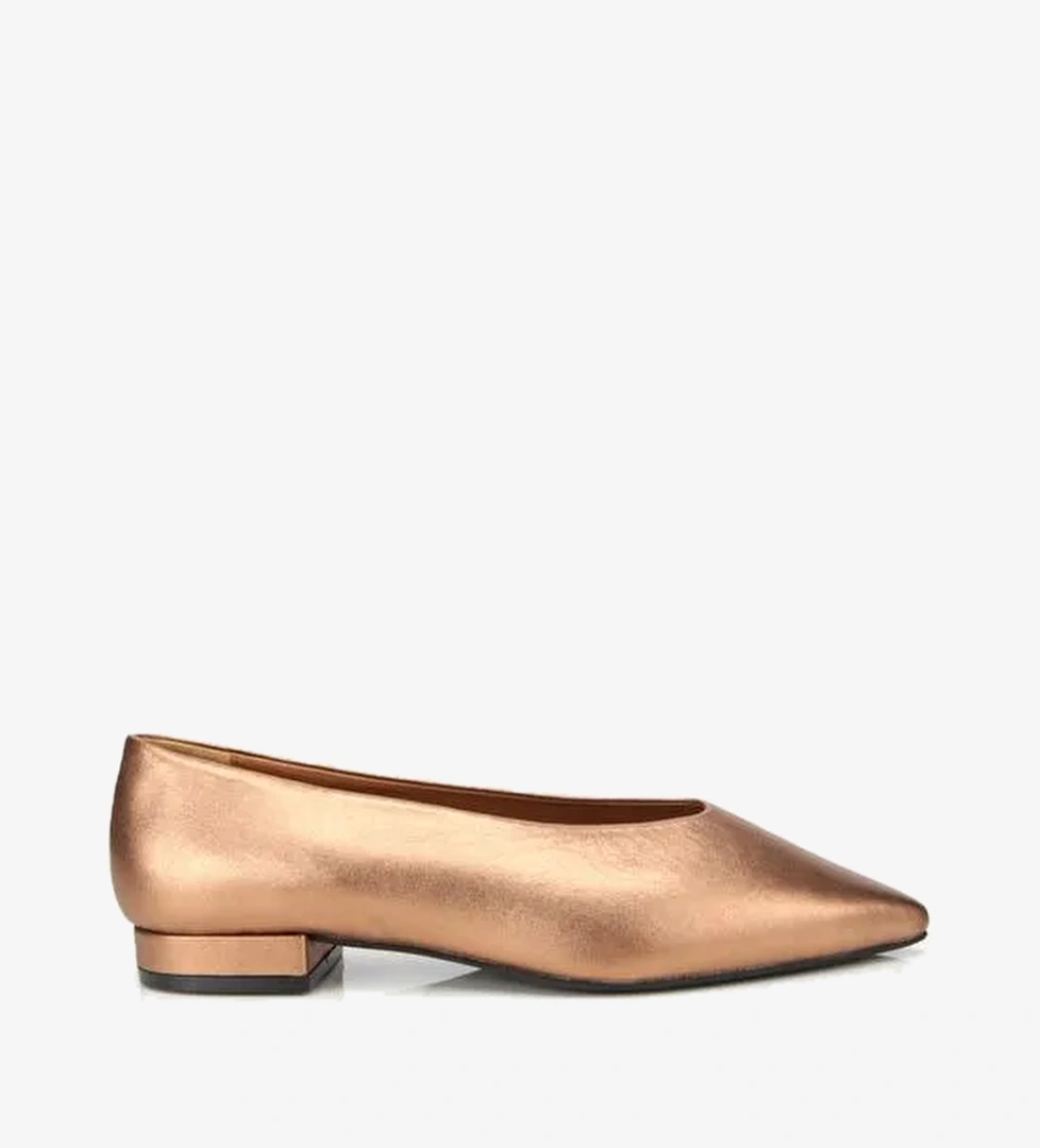 Kadın Deri Bronz Sivri Burunlu Babet 01AYH316500A470 - Görsel 1