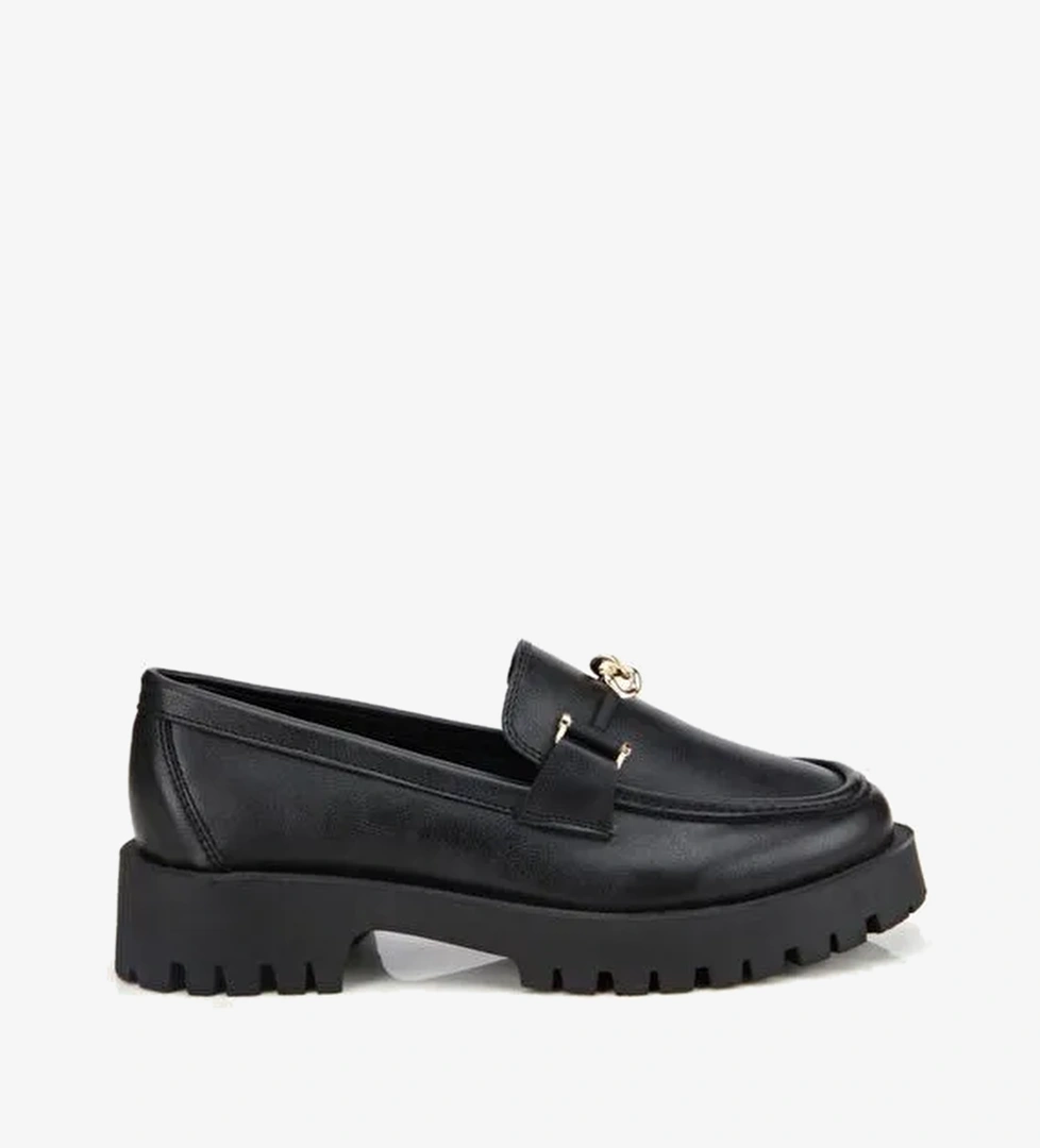 Kadın Siyah Kalın Tabanlı Klasik Loafer 01AYH314700A100 - Görsel 1