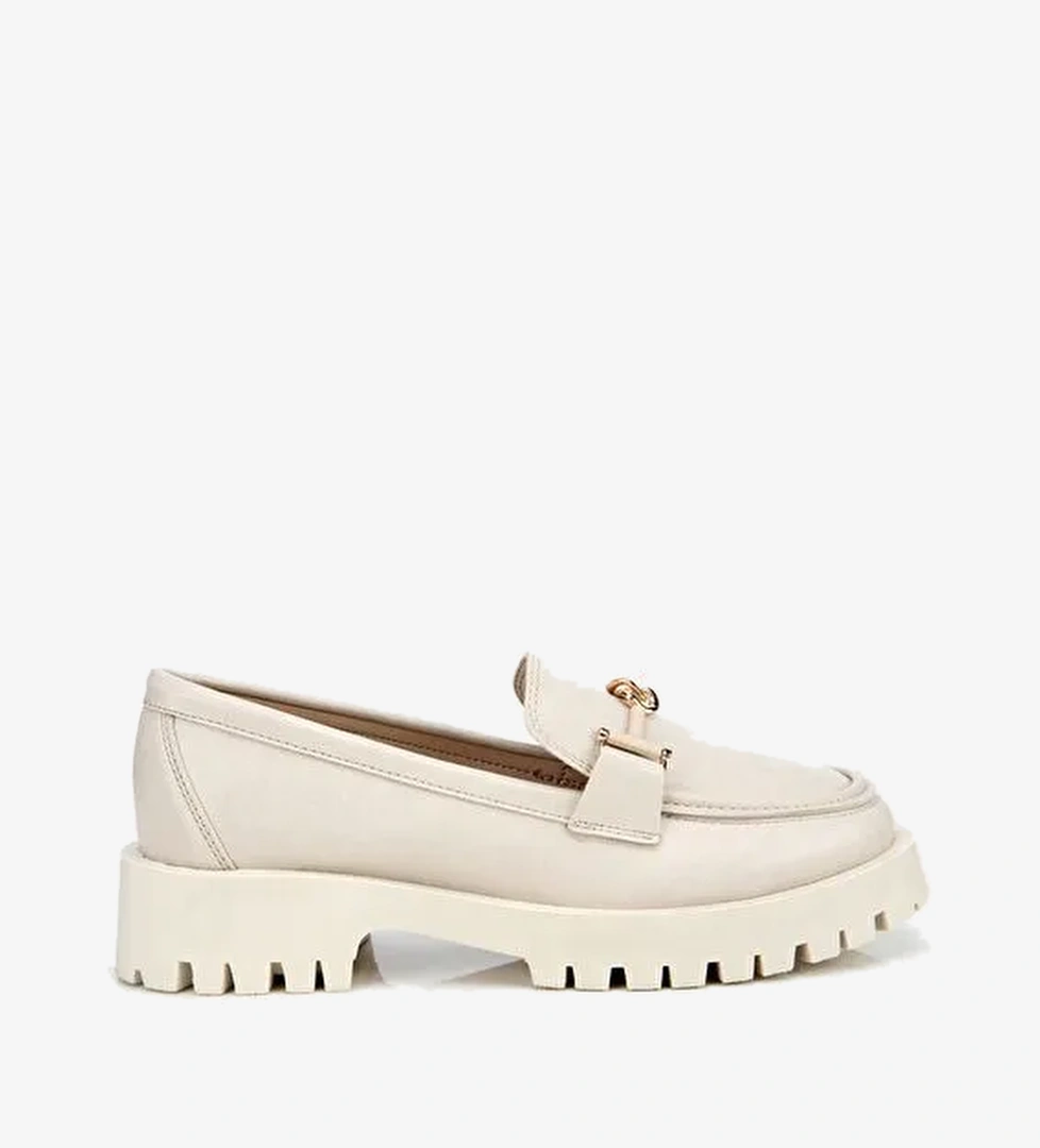 Kadın Ekru Kalın Tabanlı Klasik Loafer 01AYH314700A400 - Görsel 1
