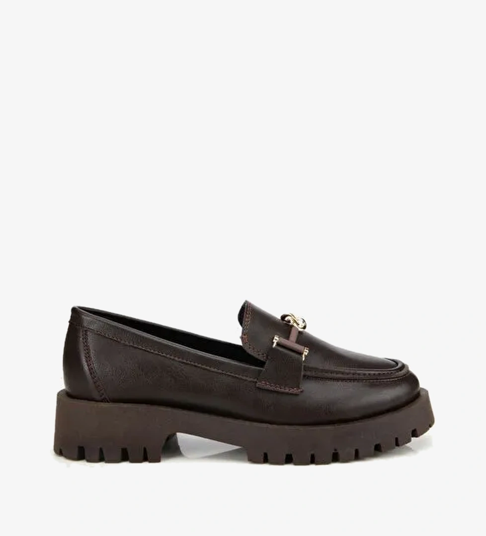 Kadın Kahverengi Kalın Tabanlı Klasik Loafer 01AYH314700A480 - Görsel 1
