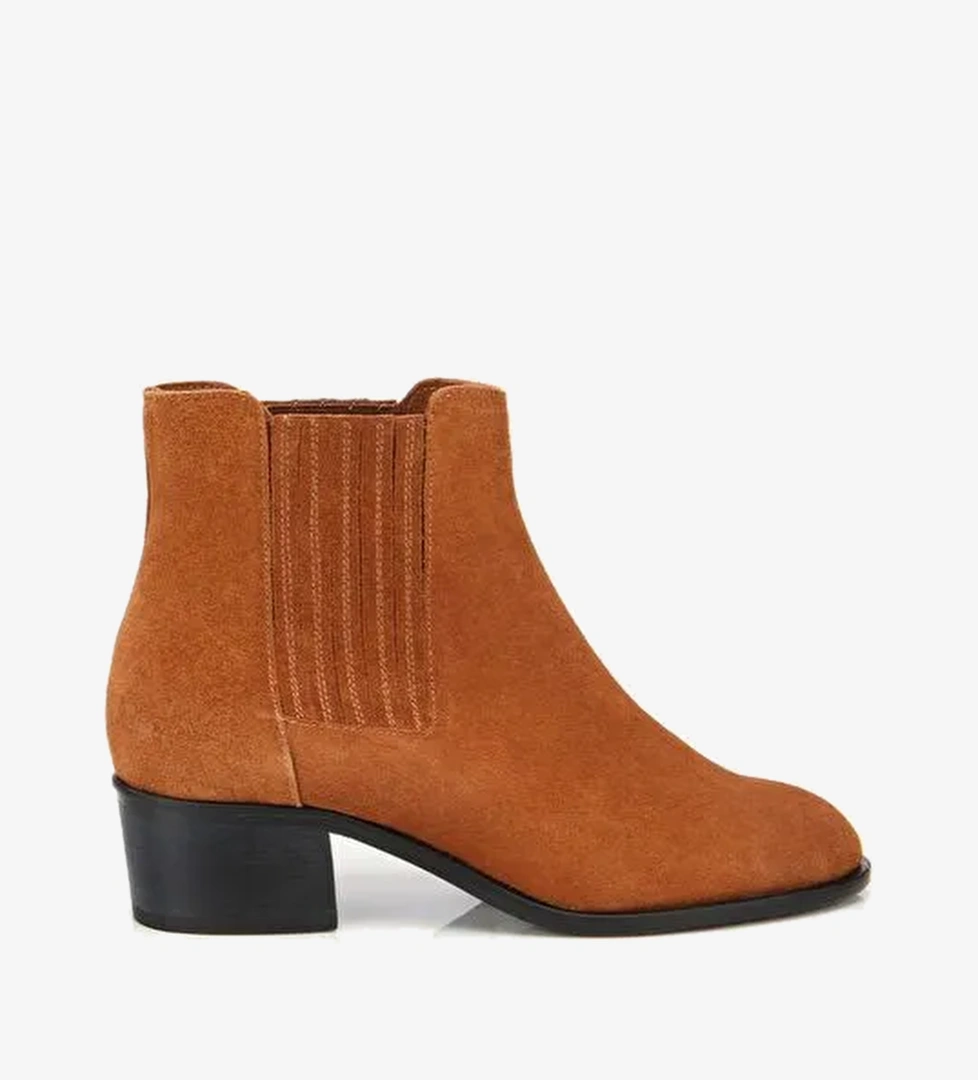 Kadın Süet Deri Taba Lastik Detaylı Bilekte Düz Bot 01BOH312670A430 - Görsel 1