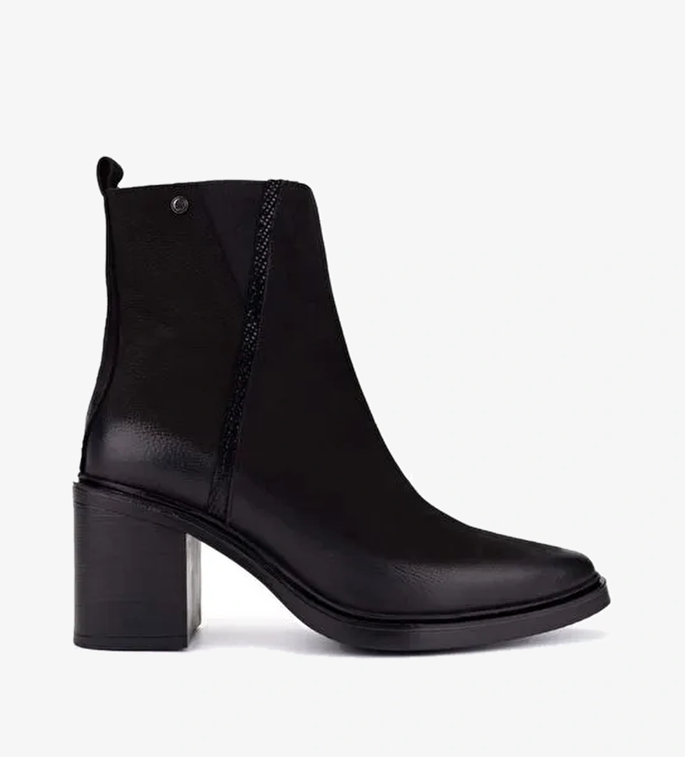 Tamer Tanca Kadın Hakiki Deri Siyah Nubuk Topuklu Bot - Görsel 1