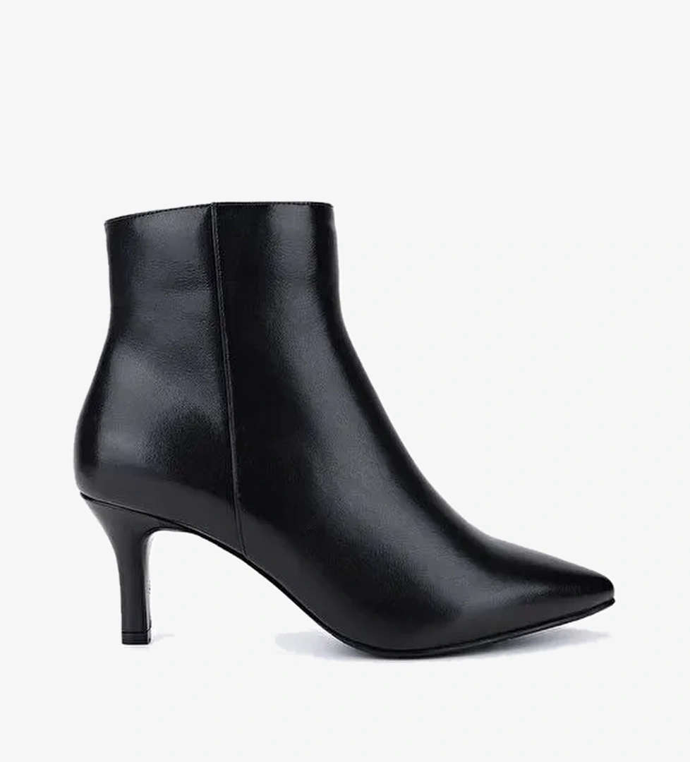 Tamer Tanca Kadın Hakiki Deri Siyah Deri Topuklu Bot - Görsel 1