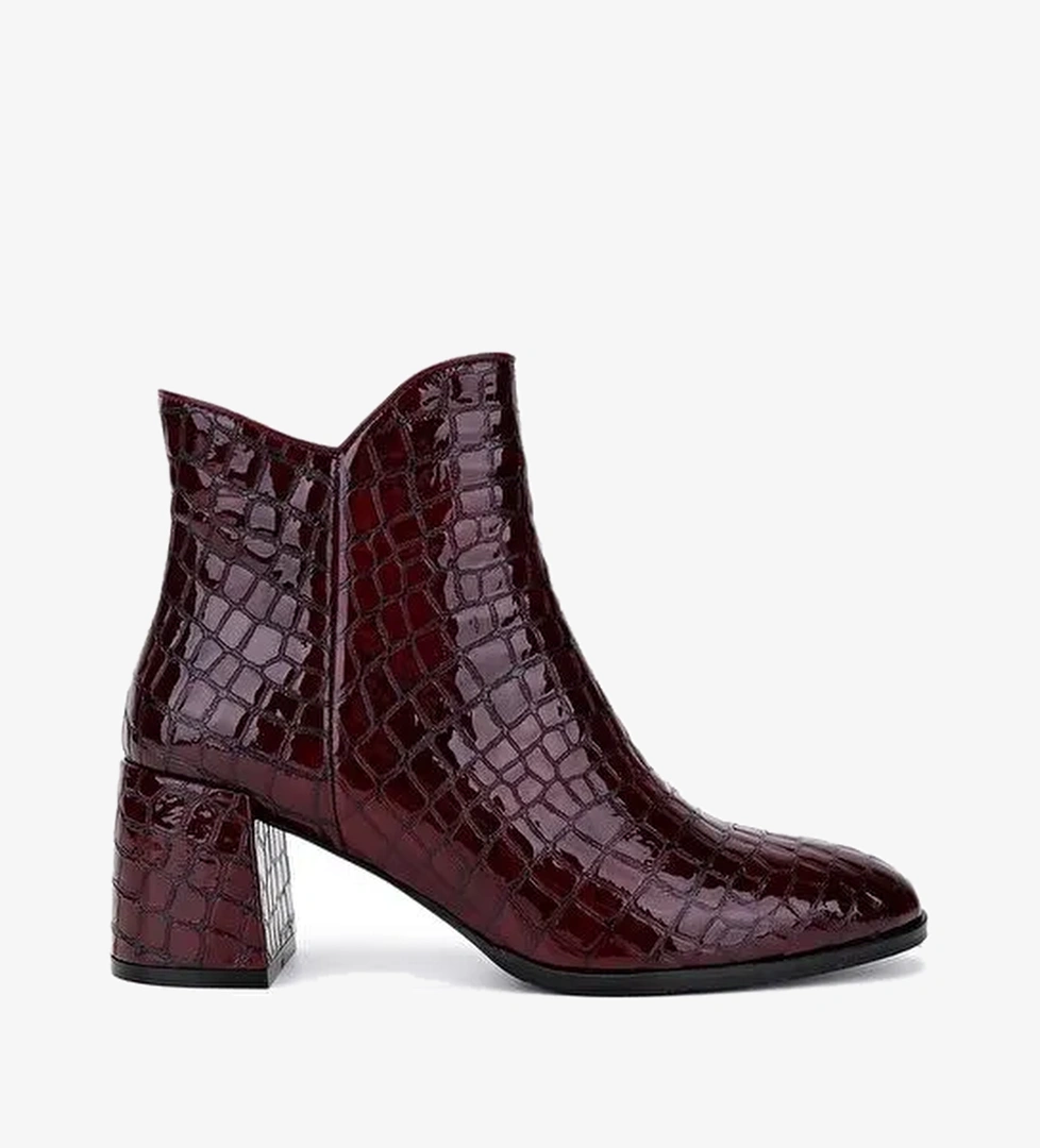 Tamer Tanca Kadın Hakiki Deri Bordo Rugan Klasik Bot - Görsel 1