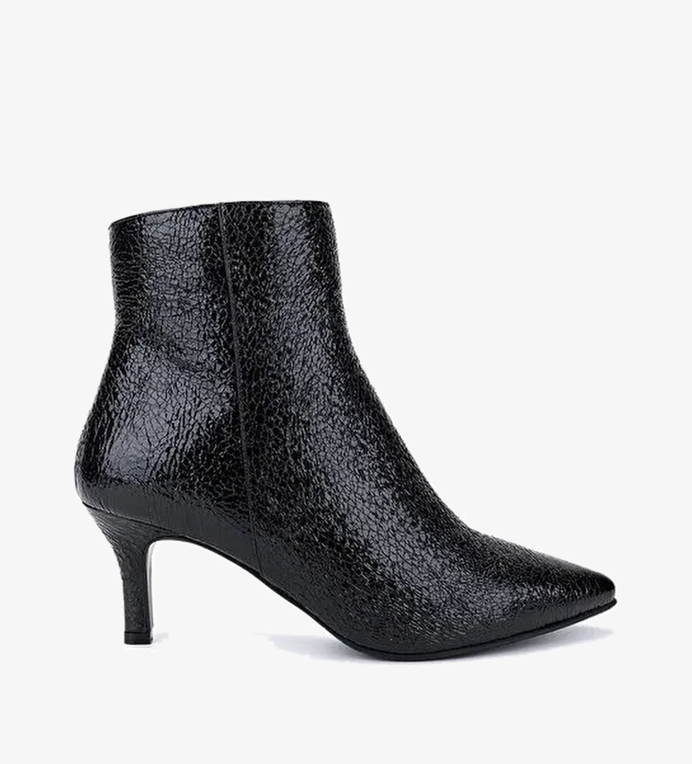 Tamer Tanca Kadın Hakiki Deri Siyah Rugan Topuklu Bot - Görsel 1