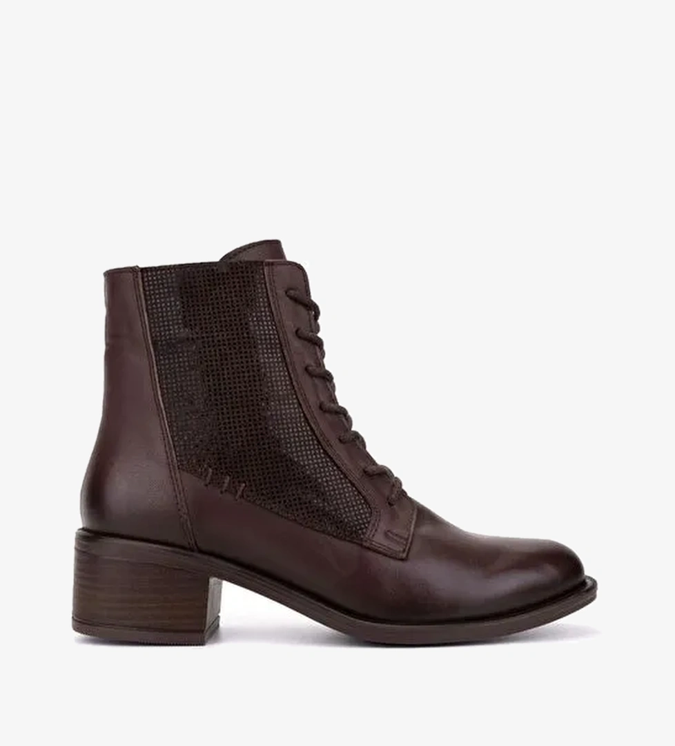 Tamer Tanca Kadın Hakiki Deri Kahverengi Topuklu Bot - Görsel 1